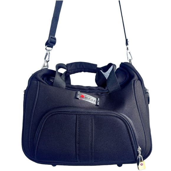 Delsey Black Rolling Carry On Suitcase Luggage Travel Bag - Picture 2 of 12